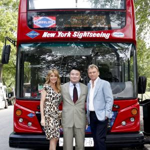 David W Chien poses with Vanna White and Pat Sajak at Ride of Fame May 14th 2012