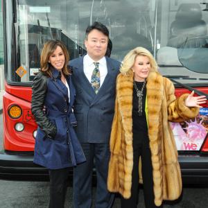 David W Chien poses with Joan Rivers and Melissa Rivers at Ride of Fame March 1st 2013