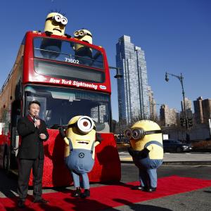 David W Chien interacts with The Minions at Ride of Fame November 25th 2013