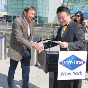 David W Chien introduces Joe Namath to the Ride of Fame September 12th 2012