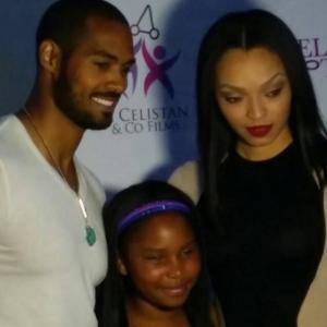 Desirae Whitfield with her onscreen parents(Lamon Archey and Shayla Hale) for the screening of The B Word.