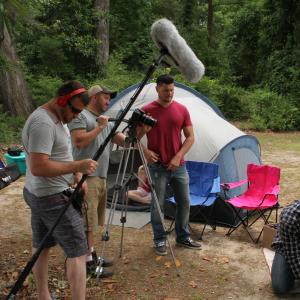 Setting up the scene with Actor Cameron Turner Director Tommy Faircloth Producer Robert Zobel and myslef!