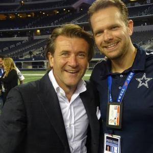 Shark Tanks Robert Herjavec and Reporter Matt Thornton after a Dallas Cowboys game