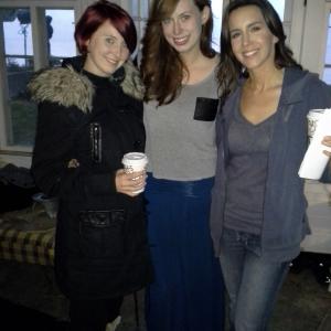Anne Leigh Cooper (actress), Kara Tabor (production designer), Meredith Majors (producer) on set of Lake Eerie 2013.
