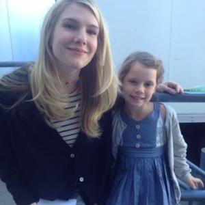 Olivia Dewhurst and Lily Rabe filming The Whispers