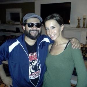 CoProducer James Morales with Actress Writer Producer Meredith Majors on set of Lake Eerie 2013