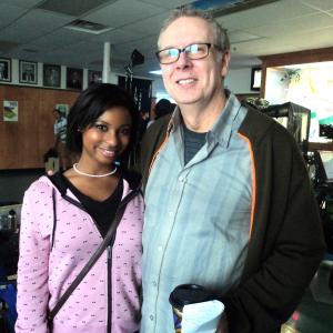 Director Norman Buckley and Heather-Claire Nortey (playing Emily) on the set of 