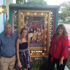 Megan with her Mom and Dad at the premiere of The Life Exchange.