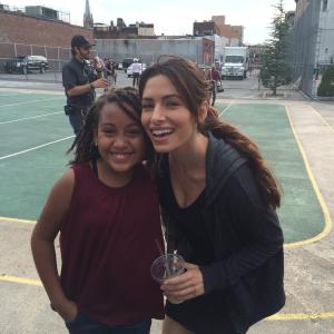 On the set of Person of Interest with Sarah Shahi