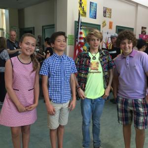 Sidney, Davis Cleveland, Jace Norman and Darien Provost on the set of Nickelodeon's Rufus