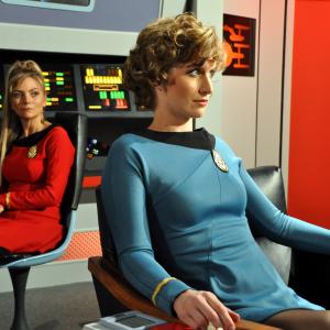 Still of Leona Worcester and Jennifer Elders on the set of Starship Farragut The Crossing 2015 directed by Jack Marshall