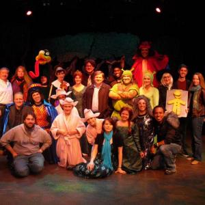 The original cast of the Theatre for Young Audiences Version of Shrek The Musical with David LindsayAbaire Director Jeff Church Musical Director Anthony Edwards Choreographer Marc Wayne Costume Designer Georgianna Londre Buchanan