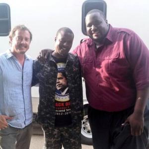 On the movie set shooting the film Second Coming of Christ with Jason London and Quinton Aaron
