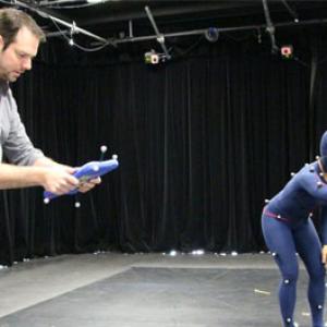 Adam OBrien using motion capture on set of the TV series Jerry and the Raiders