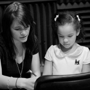Alexis and director Julia Rothenbuhler recording the voice over for the short animated film My Mothers Shoes