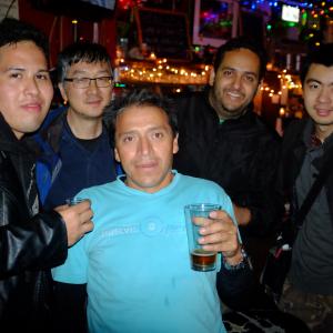 Jonathan Rodriguez (2nd AC), Deane Yang, Cesar Augusto Casallas (gaffer) Mongu, Sebastian Bueno Lopez (DIT), Alex Ma (producer)