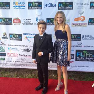 Megan with her costar Demetri Vardoulias at the premiere of The Life Exhange
