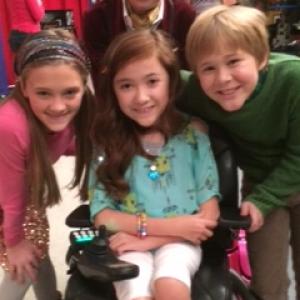 Emeily Flyr, Lizzy Green, Casey Simpson, and Cody Veith on the set of Nickelodeons Nicky, Ricky, Dicky & Dawn