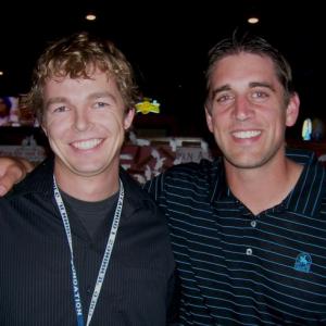 Jeff Bukowski and Aaron Rodgers at the premiere of a video they worked on together.