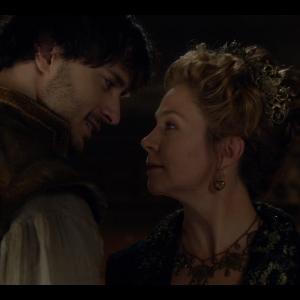 Nathaniel Middleton as Christophe and Megan Follows as Catherine De Medici in CW's 'Reign'.