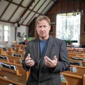 The Rev Frank Schaefer pictured in his churchs sanctuary on Oct 17 2013 in Lebanon Pennsylvania is facing a church trial on November 18 2013
