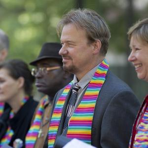 The Rev. Frank Schaefer at a rally ahead of his Judicial Council appeal hearing in Memphis TN, November 2014