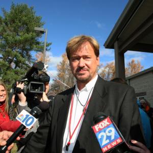 Rev Frank Schaefer at the United Methodist Church trial over performing his son's gay wedding, Spring City PA, 2013