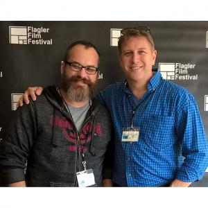 Mark Woods (left) with David Karner at the Flagler Film Festival in January 2016.