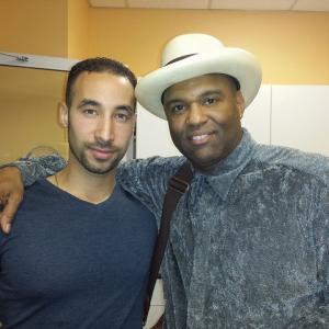 Artist Actor Pedro Marcelino With James Malletman taylor in the Private tv film studio for the Recording of his Tv Show