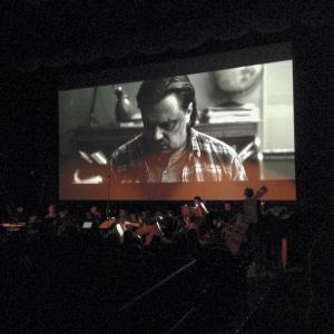 Conducting the Dead Metaphors score live to picture at arcovertLA December 5 2014 Downtown Independent Theater