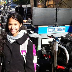 Chetna on location of TV show 'Blue Bloods'.