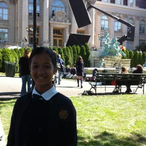 Chetna on set as a prep school student in TV show Gotham