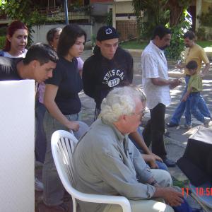 Checking the scene in the short film Cerbero in 2004