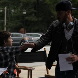 Cassius DeVan on set of Tell Me Your Name with director Jason DeVan