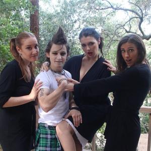 Goofing off on set with Megan Vickers Caleb Thomas and Kelly Love