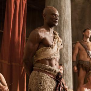 Still of Peter Mensah and Daniel Feuerriegel in Spartacus Blood and Sand 2010