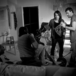 Actor Matt Ukena getting direction from film maker Joe Hollow on the set of DISCIPLES.