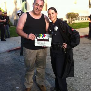 On the set of Southland with Lucy Liu