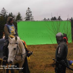 Jordan and Stirling his horse ON SET in Bannockburn The Real Bravehearts