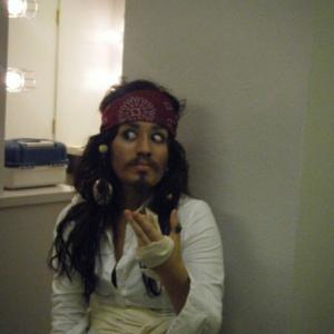 Photographed portraying Jack Sparrow in theatre class