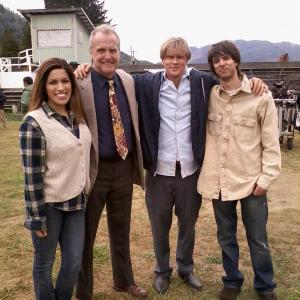 Photographed with actors Marshell Bell and Cary Elwes on the set of 