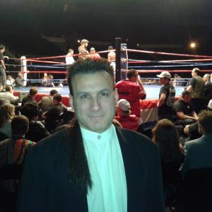 Nol Ramos portrays Bruce Campbell ringside reporter for ESPN in the Martin Scorsese production Bleed For This