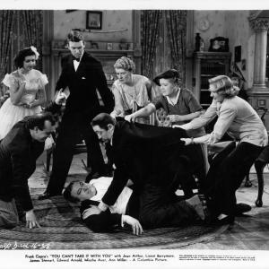 Still of James Stewart Jean Arthur Spring Byington Edward Arnold Mischa Auer Mary Forbes Ann Miller and Dub Taylor in You Cant Take It With You 1938