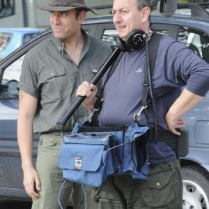 Director Max Leonida and soundman Sandro Brogini during the shootings of Backward