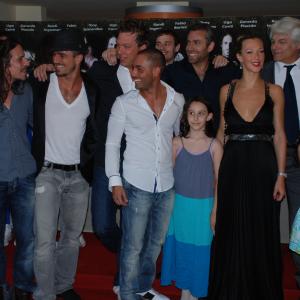 Max Leonida and the cast of the feature movie Backward during the national italian release