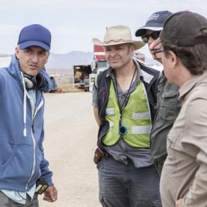 (L-R) Director Greg McLean, DP Toby Oliver, 1st AD Jamie Crooks, 2nd Unit DP and Director Ernie Clark on set of Wolf Creek 2