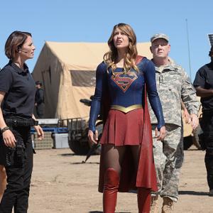 Still of David Harewood Chyler Leigh Glenn Morshower and Melissa Benoist in Supergirl 2015