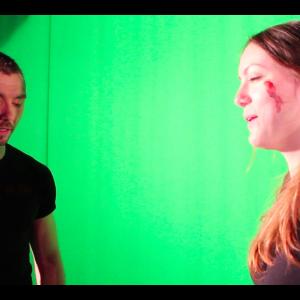 Damien Ashley with actress Annie Tanton during Green Screen rehearsal