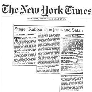 Richard Shepards Review of Rabboni in The New York Times 1985
