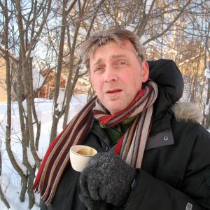 Composer Johan Ramstrom with espresso in -24 celsius.